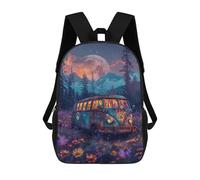 sinyumoney Vivid Van in Enchanted Forest Mochila Escolar Para La Escuela Secundaria, Preparatoria, Universidad Y Viajes Para Niños/niñas/adolescentes 17inch