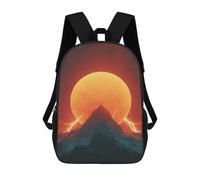 sinyumoney Volcanic Mountain Sunset Mochilas De 17 Pulgadas Para Niños, Mochilas Escolares Impresas En 3D Para Estudiantes De Primaria Y Secundaria, Para Niños Y Niñas.