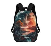 sinyumoney Volcanic Waterfall Landscape Mochila Escolar Secundaria Informal Para Viajes, Mochilas Para La Escuela Secundaria, Para Acampar, Aventuras Al Aire Libre Y Viajes Diarios 17inch