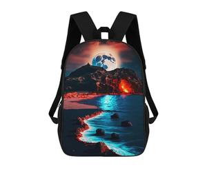 sinyumoney Volcano Beach at Moonlight Mochilas Escolares Mochilas Escolares De Secundaria Mochila Informal Para Acampar Aventuras Al Aire Libre Y Viajes Diarios 17inch