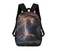 sinyumoney Volcano Eruption with Lightning Mochila Escolar Para Niños Mochila Escolar Impresa En 3D Mochila Escolar De Moda Para Niños De Primaria Y Secundaria 17inch
