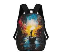 sinyumoney Voyage Into Light - Expressionist Abstract River Journey Mochila Con Bolsillo Mochilas Impresas En 3D, Mochilas De Viaje, Mochilas Para Libros, Mochila Escolar Para Niños 17inch