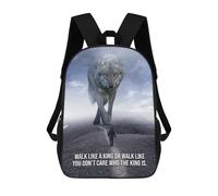 sinyumoney Walk Like A King Wolf Mochila Escolar Infantil Impresa En 3D Para Niños, Mochila De Viaje De Alta Capacidad, Mochilas Para Libros De 17 Pulgadas Para Niños