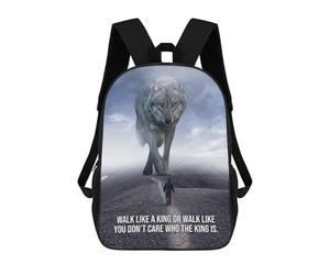 sinyumoney Walk Like A King Wolf Mochilas Escolares Resistentes Al Agua, Mochilas De Viaje, Bolsas Para Computadoras Portátiles Para Adolescentes, Niñas, Niños, Mujeres Y Hombres 17inch
