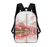 sinyumoney Washington Monument Cherry Blossoms Mochila Escolar Infantil De 17 Pulgadas, Impresa En 3D, Estilo Casual, Para Niños, Ideal Para Viajes, Como Mochila Escolar O Para Llevar Libros.