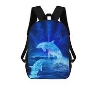 sinyumoney Water Blue Dolphins Mochilas Escolares Para La Escuela Secundaria, Preparatoria, Universidad Y Viajes Para Niñas Y Adolescentes 17inch
