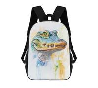 sinyumoney Watercolor Alligator Portrait Mochila Escolar Resistente Al Agua Para Computadora, Ideal Para Campus, Actividades Al Aire Libre, Viajes Y Deportes 17inch