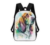 sinyumoney Watercolor Basset Hound Mochila Infantil Con Impresión 3D, Mochila Escolar Para Niños, Mochila Informal Divertida Para Niños Y Adolescentes 17inch