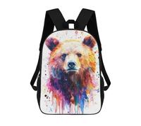 sinyumoney Watercolor Bear Portrait Mochila Ligera Informal Para El Día A Día, Mochila Escolar Para El Campus, Actividades Al Aire Libre, Viajes Y Deportes 17inch