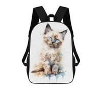 sinyumoney Watercolor Birman Cat Baby Mochilas Para Niños Mochila Escolar De Moda Mochila Escolar Impresa En 3D Para Niños Estudiantes De Primaria Y Secundaria 17inch