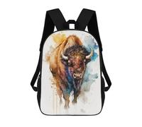 sinyumoney Watercolor Bison Mochila Escolar Mochilas Escolares Para Niñas Y Niños Mochila Con Bolsillo Mochila Escolar De Moda Mochila Infantil 17inch
