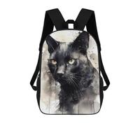 sinyumoney Watercolor Black Cat Mochila Escolar Para Niños Mochila Escolar Impresa En 3D Mochila Escolar De Moda Para Niños De Primaria Y Secundaria 17inch