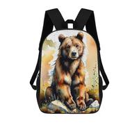 sinyumoney Watercolor Brown Bear Mochila Escolar Resistente Al Agua, Mochila De Viaje, Bolsa Para Computadora - Perfecta Para Viajes, Trabajo Y Uso Diario 17inch