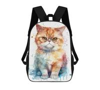 sinyumoney Watercolor Cat Painting Mochila Con Bolsillo Mochilas Impresas En 3D, Mochilas De Viaje, Mochilas Para Libros, Mochila Escolar Para Niños 17inch