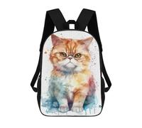 sinyumoney Watercolor Cat Painting Mochila Escolar Infantil De 17 Pulgadas Con Estampado 3D De Películas De Anime Para Niños, Mochila De Viaje, Mochila Escolar Infantil