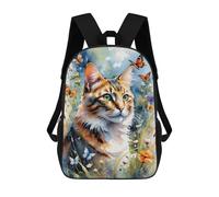 sinyumoney Watercolor Cat with Butterflies Mochila Escolar Mochila Informal Mochilas De Día Bolsa Escolar Para Trabajo/viajes 17inch