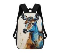 sinyumoney Watercolor Deer Portrait Mochila Escolar Para Niños De 17 Pulgadas, Mochila Informal De Viaje Para Niños Y Niñas, Mochila De Gran Capacidad Para El Día A Día 17inch