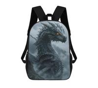 sinyumoney Watercolor Dragon Mochilas Escolares Para Niños, Bolsa De Escuela Impresa En 3D Para Niños, Estudiantes De Primaria Y Colegio, Mystical Black Dragon, 17"