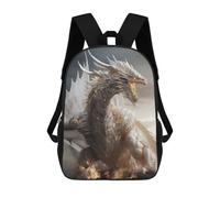 sinyumoney Watercolor Dragon Mochilas Escolares Para Niños, Bolsa De Escuela Impresa En 3D Para Niños, Estudiantes De Primaria Y Colegio, White Gold Dragon, 17"