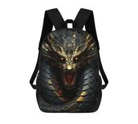 sinyumoney Watercolor Dragon Mochilas Escolares Para Niños, Bolsa De Escuela Impresa En 3D Para Niños, Estudiantes De Primaria Y Colegio, Dragón negro y dorado, 17"
