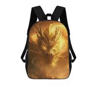 sinyumoney Watercolor Dragon Mochilas Escolares Para Niños, Bolsa De Escuela Impresa En 3D Para Niños, Estudiantes De Primaria Y Colegio, Dragón chino dorado, 17"