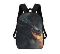 sinyumoney Watercolor Dragon Mochilas Escolares Para Niños, Bolsa De Escuela Impresa En 3D Para Niños, Estudiantes De Primaria Y Colegio, Black Fire Dragon, 17"