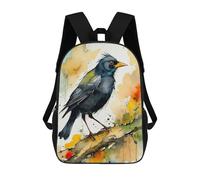 sinyumoney Watercolor Eurasian Blackbird on Branch Mochila Escolar Infantil Impresa En 3D Para Niños, Mochilas De Viaje De Alta Capacidad, Bolsas Para Libros, Mochila Escolar Infantil 17inch