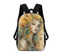 sinyumoney Watercolor Floral Portrait Mochila Infantil Para Niñas Y Niños, Mochila De Día, Escuela Primaria, Perfecta Para La Vuelta Al Cole O Educación Física, Regalos Y Viajes 17inch