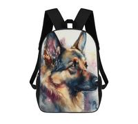 sinyumoney Watercolor German Shepherd Painting Mochila Escolar Infantil Impresa En 3D, Mochila Informal De Moda Para Niños, Mochila De Viaje De Alta Capacidad Para Libros Para Niños 17inch