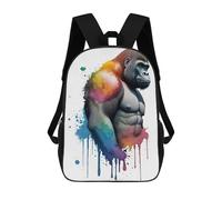sinyumoney Watercolor Gorilla Mochila Escolar Infantil Impresa En 3D, Mochila Informal De Moda Para Niños, Mochila De Viaje De Alta Capacidad Para Libros Para Niños 17inch
