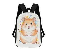 sinyumoney Watercolor Hamster with Colorful Splatters Mochila Escolar Infantil Impresa En 3D Para Niños, Mochilas De Viaje De Alta Capacidad, Bolsas Para Libros, Mochila Escolar Infantil 17inch