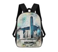 sinyumoney Watercolor Hong Kong Mochila Escolar Impresa En 3D Para Niños Y Niñas, Mochila Para Portátil Para Niños/estudiantes/adultos 17inch