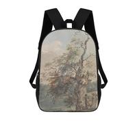 sinyumoney Watercolor Landscape with Figures Mochila Escolar Para Niños, Mochila Escolar Impresa En 3D Para Estudiantes De Primaria Y Secundaria 17inch