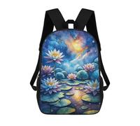 sinyumoney Watercolor Lotus Pond at Night Mochilas Para Niños Y Estudiantes, Mochilas Escolares Impresas En 3D, Mochilas Para Estudiantes De Primaria Y Secundaria Para Niños Y Niñas 17inch