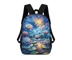 sinyumoney Watercolor Lotus Pond at Night Mochilas Para Niños Y Estudiantes, Mochilas Escolares Impresas En 3D, Mochilas Para Estudiantes De Primaria Y Secundaria Para Niños Y Niñas 17inch