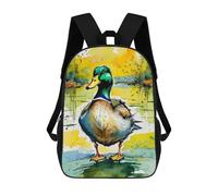 sinyumoney Watercolor Mallard Duck Mochila Escolar Infantil Impresa En 3D, Mochila Informal De Moda Para Niños, Mochila De Viaje De Alta Capacidad Para Libros Para Niños 17inch