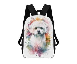 sinyumoney Watercolor Maltese Dog Mochila Escolar Para El Trabajo, Negocios, Universidad Y Escuela Para Hombres, Mujeres Y Adolescentes 17inch