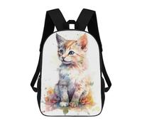 sinyumoney Watercolor Manx Cat Kitten Mochila Escolar, De Negocios, Para Portátil, Unisex, Informal, Para Niñas, Niños Y Adolescentes 17inch