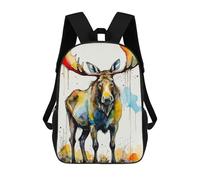 sinyumoney Watercolor Moose Mochila Escolar Infantil Estampada Para Adultos Y Niños, Mochila De Viaje Para El Día A Día 17inch