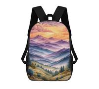 sinyumoney Watercolor Mountain Landscape at Sunset Mochila Escolar De Moda Para Papelería, Impermeable, Informal, Para El Campus, Actividades Al Aire Libre, Viajes Y Deportes 17inch