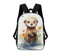 sinyumoney Watercolor Otter Mochila Escolar Infantil Impresa En 3D Para Niños, Mochilas De Viaje, Bolsas Para Libros Para Niños Estudiantes De Primaria 17inch