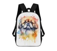 sinyumoney Watercolor Pekingese Dog Mochilas Para Niños 17inch Mochila Escolar Mochila Escolar Impresa En 3D Para Niños De Primaria Y Secundaria