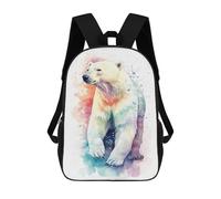 sinyumoney Watercolor Polar Bear Art Mochila Escolar Mochilas Escolares Para Niñas Y Niños Mochila Con Bolsillo Mochila Escolar De Moda Mochila Infantil 17inch