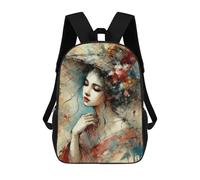 sinyumoney Watercolor Portrait of Woman Mochila Infantil De 17 Pulgadas, Mochila Escolar Con Estampado 3D De Dibujos Animados Para Niños Y Adolescentes.