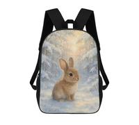 sinyumoney Watercolor Rabbit in Winter Forest Mochila Infantil Para Niñas Y Niños, Mochila De Día, Escuela Primaria, Perfecta Para La Vuelta Al Cole O Educación Física, Regalos Y Viajes 17inch