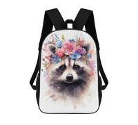 sinyumoney Watercolor Raccoon Art Mochilas Para Niños Mochila Escolar De Moda Mochila Escolar Impresa En 3D Para Niños Estudiantes De Primaria Y Secundaria 17inch
