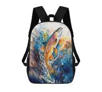 sinyumoney Watercolor Trout Splash Mochila Escolar Resistente Al Agua, Mochila De Viaje, Bolsa Para Computadora Para Campus, Viajes Al Aire Libre, Deportes 17inch