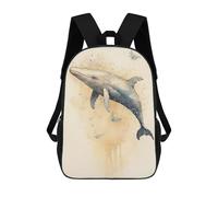 sinyumoney Watercolor Whale Big Fish Mochila, Mochila Infantil, Mochila Escolar Para Estudiantes, Mochila Para Libros, Mochila Escolar Impresa En 3D Para Niños Y Niñas 17inch