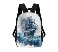 sinyumoney Watercolored Sailing Ship Mochila, Mochila Escolar Impresa En 3D, Bolsa Para El Almuerzo Escolar, Mochila De Viaje, Mochila Para Amigos, Mochila Escolar Para Niñas Y Niños 17inch