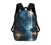 sinyumoney Waterfall In Forest Nature Mochila Escolar Infantil Impresa En 3D 17inch Mochilas Escolares Para Niños, Estilo Casual Y Moderno, Mochilas De Viaje De Alta Capacidad